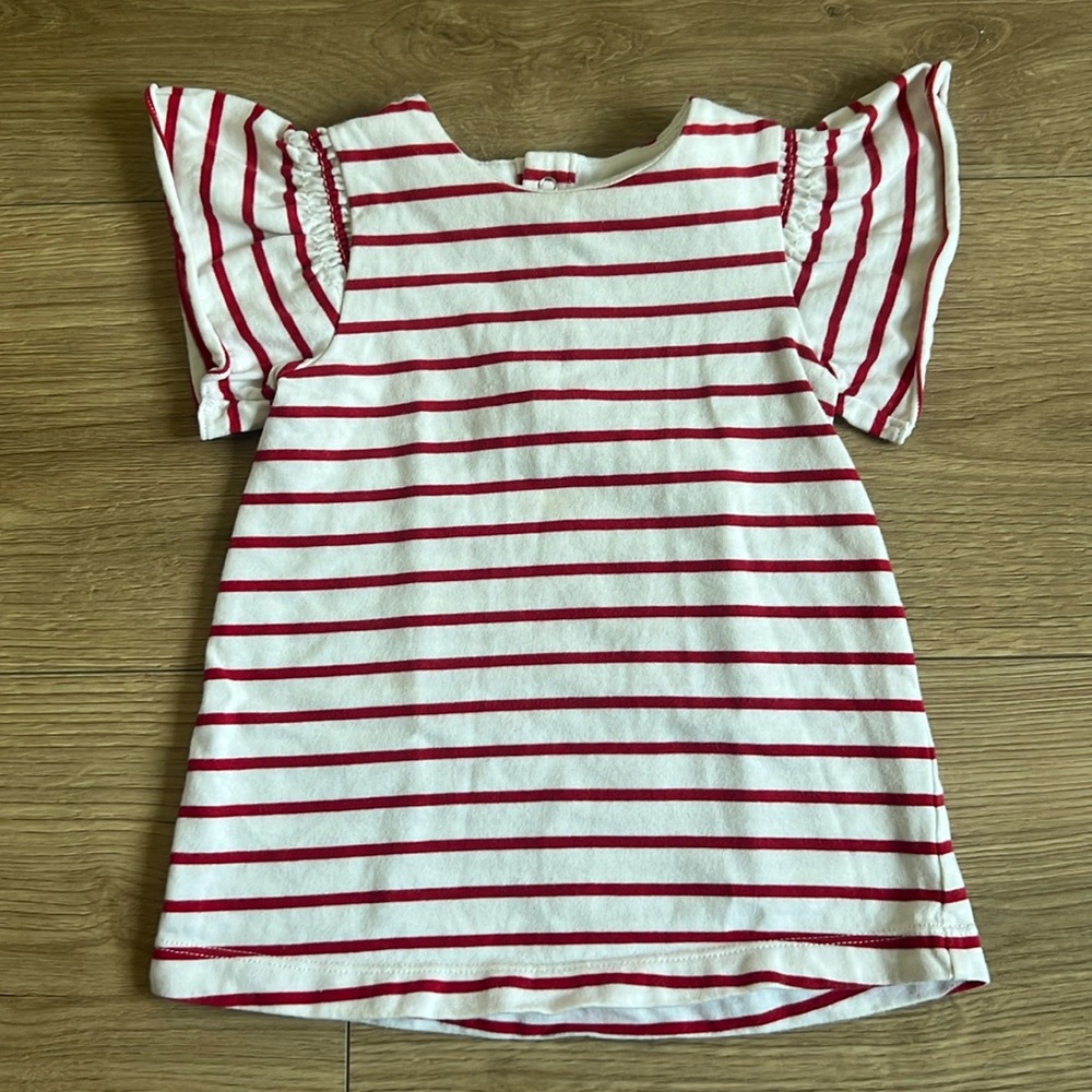 Jacadi striped dress with ruffle sleeves 12m